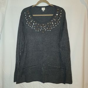 Long-Sleeved "A New Day" Gray Pullover Sweater